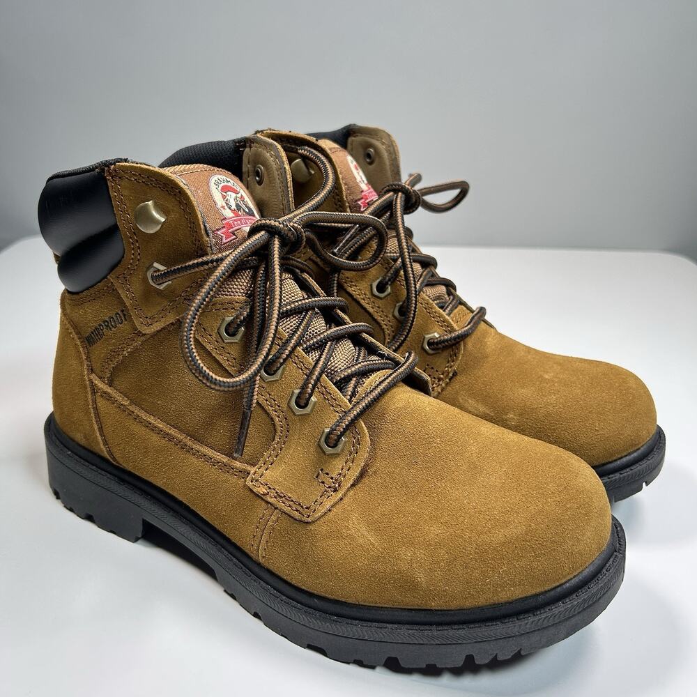 Brahma Mens 7.5 W Waterproof Leather Work Boots Brown Suede Soft Toe 544411 NWOB